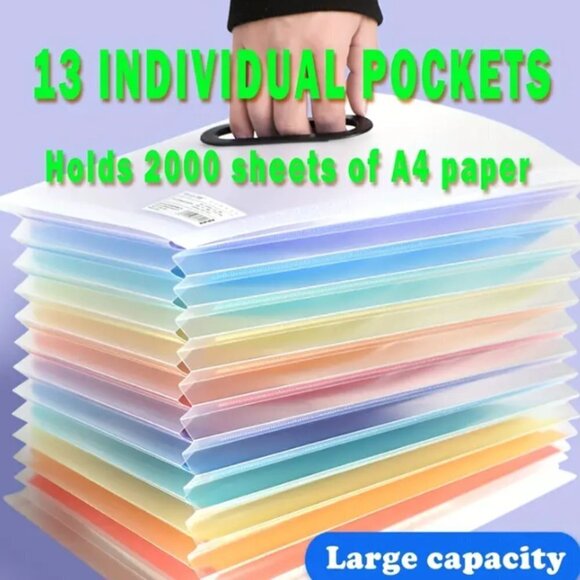 Expanding Office File Sorter Waterproof Multi-color - Picture 3 of 5